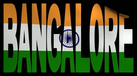 Bangalore text with fluttering Indian flag animation Stock Footage