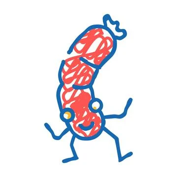 Banger meat character icon doodle illustration Stock Illustration