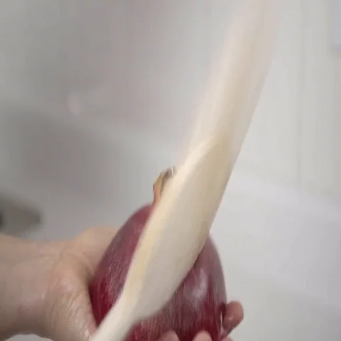 Banging the back of a Pomegranate to release the seeds.  4K UHD. Stock Footage 69704473