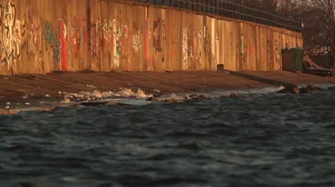 Banging river in sunset Stock Footage 10862193