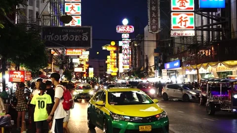 Bangkok, B Roll, City, Streets, Market, Food, Street Food, People, Cars, Bus Stock Footage