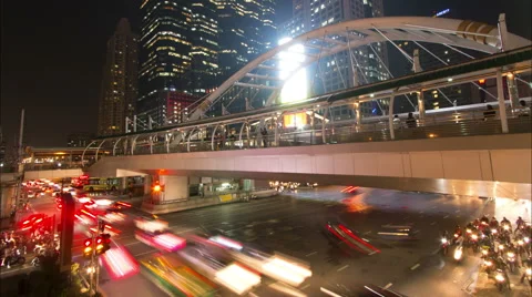 Bangkok Busy Road Intersection Timelapse Video stock 60002345