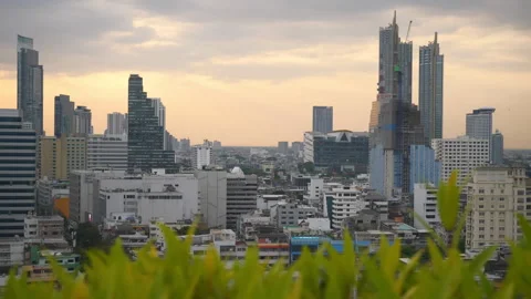 Bangkok central riverside mall front rooftop greens slow motion 4k thailand Video stock 334638064