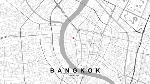 Bangkok city map with river and GPS location pin Stock Footage 333449890