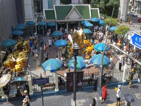 Bangkok City religious festival and People Stock Footage