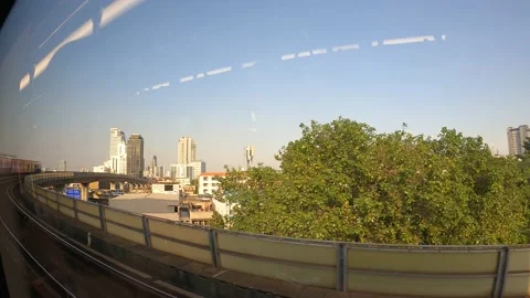 Bangkok city from a train Stock Footage 194444507