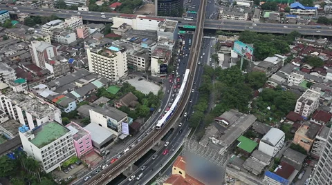 Bangkok City Train High View Stock-Footage 47887002