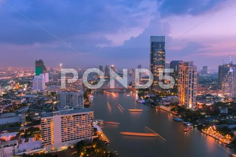 Bangkok city at twilight Stock Photos