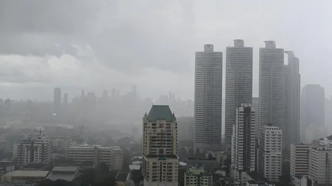 Bangkok cityscape moving rain cloud timelapse Stock Footage 111499865