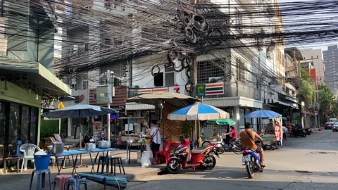 Bangkok electrical wiring issue concept, Thailand, 4K Stock-Footage 171625017