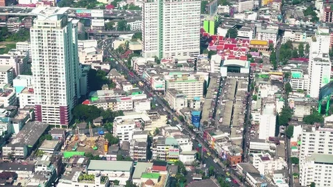 Bangkok -  Elevated view of city with traffic. Stock Footage 85009958