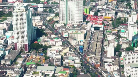 Bangkok - Elevated view of city with traffic. Speed up. Stock Footage 85478374