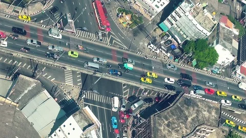 Bangkok - Elevated view of city traffic. Close up. Stock Footage 85478386