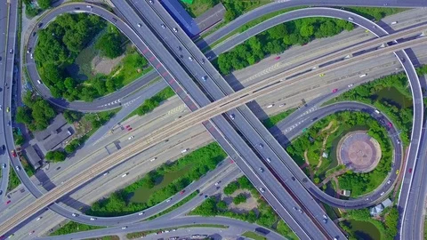 Bangkok Expressway top view. Stock Footage 84636690