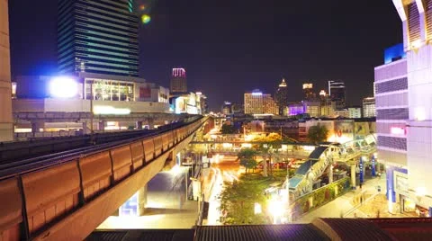 Bangkok at night. Timelapse in motion Stock Footage