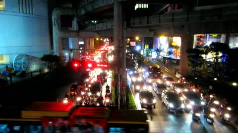 Bangkok Night Traffic Stock Footage 10806066