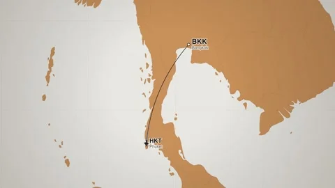 Bangkok to phuket flight route map animation Видео 339423047