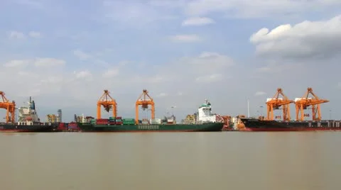 Bangkok Port Terminal for shipping and logistic Stock Footage