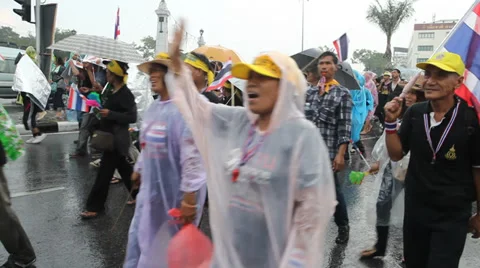 Bangkok Protest March Stock Footage 32867392