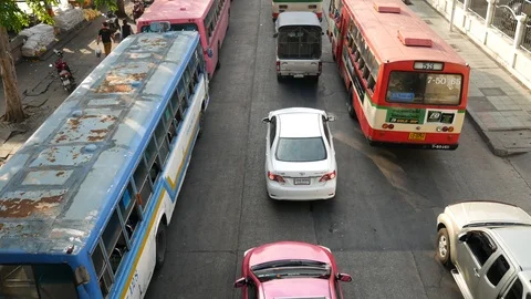 Bangkok public buses Stock Footage 103581339