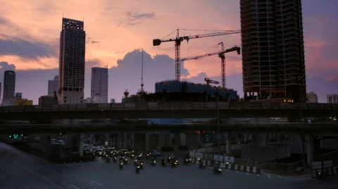 Bangkok Sathorn traffic Stock Footage