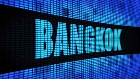 BANGKOK Side Text Scrolling LED Wall Pannel Display Sign Board Stock Footage 107245823