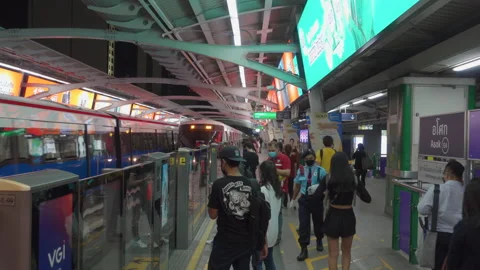 Bangkok Sky Train Approaching Stock Footage 148127066