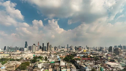 Bangkok Skyline and Clouds Timelapse Video stock 236356965