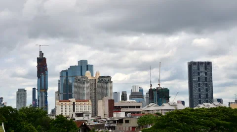 Bangkok Skyline with Building Under Construction Stock Footage 51746221