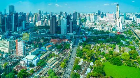 Bangkok skyline with clouds Stock Photos