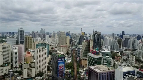 Bangkok skyline drone flight Stock Footage 89657458