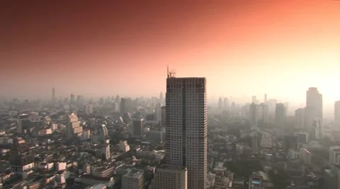 Bangkok Skyline - pan Stock Footage 12667928