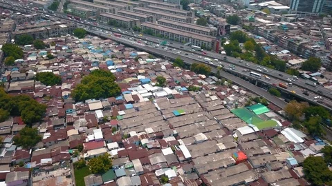 BANGKOK SLUMS AERIALS Stock Footage 100226004
