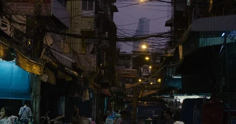 Bangkok street view electrical cable Stock Footage 107279682
