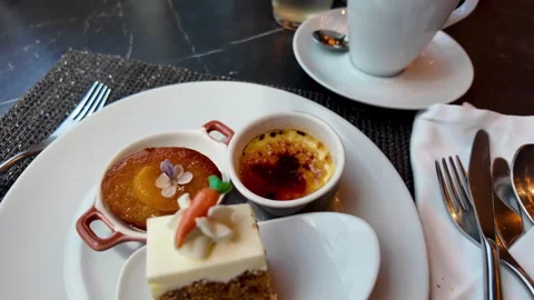 Bangkok Thailand Apr 23 2026 Coffee and Cake Desserts Stock Footage 335862953