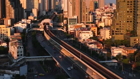 Bangkok, Thailand - April 28, 2025: Bangkok BTS Skytrain leaving Wongwian Yai Stock Footage 310781330