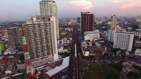 Bangkok, Thailand Cityscape by Drone Stock Footage