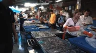 Bangkok, Thailand, Local Market For Fish And Vegetables Stock Footage