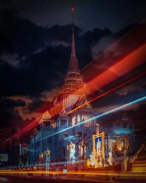 Bangkok, Thailand - May 06th, 2018 : A beautiful view of Wat Traimit temple by Stock Photos