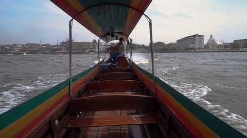 Bangkok Thailand River Inside View Motorboat POV Stock Footage 104000154