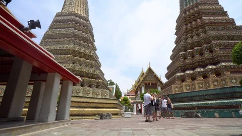 Bangkok Thailand Wat pho Temple Stupas Outside Stock Footage