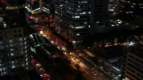 Bangkok traffic at night Stock Footage 72300584