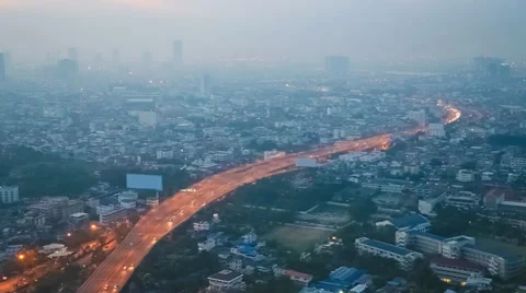 Bangkok Traffic in Smog Stock Footage 39948539