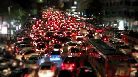 Bangkok traffic tilt shift Stock Footage 12672441