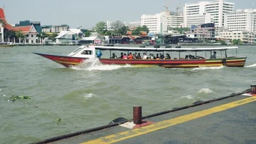 Bangkok - View of Chao Phraya river with boats. Stock Footage 85478180
