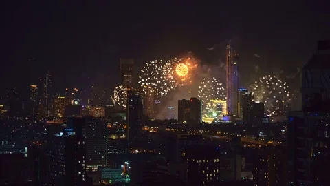 BangkokNewYearFirework Video stock 122291738