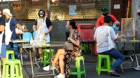Bangkok's Chinatown after easing the Covid-19 lockdown Stock Footage 130040536