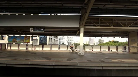 Bangkok's city view from window of BTS sky train. Stock Footage 77639760