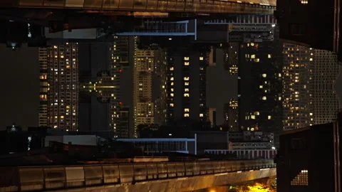 Bangkok's Glowing Cityscape With Split Screen Effect Stock Footage 243042014