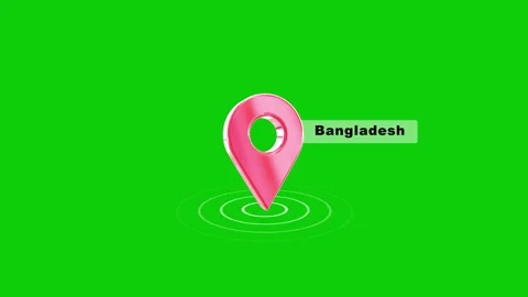 Bangladesh 3D Location Pin Map Marker Animation on Green Screen Background. Stock Footage 324605779
